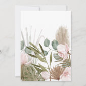 Elegante Orchidee Boho Droge Bladeren Bruidsdouche Kaart (Achterkant)