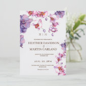 Elegante orchidee botanische bruiloft uitnodiging (Staand voorkant)