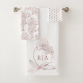 Elegante Orchidee Botanische Monogram Huwelijk Bad Handdoek (Insitu)