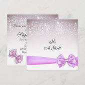 Elegante Orchidee Bow Sparkles Baby shower Kaart (Voorkant / Achterkant)