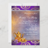 Elegante Orchidee Gold en Paarse bruids Tea Party Kaart (Achterkant)