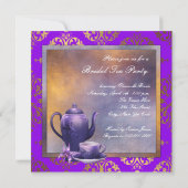 Elegante Orchidee Gold Paarse Bruids Tea Party Kaart (Achterkant)