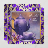 Elegante Orchidee Gold Paarse Bruids Tea Party Kaart (Voorkant / Achterkant)