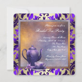 Elegante Orchidee Gold Paarse Bruids Tea Party Kaart (Achterkant)