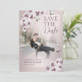 Elegante Orchidee Huwelijk Save the Date (Staand voorkant)