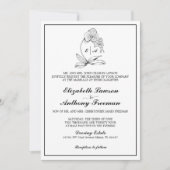 Elegante Orchidee Monogram Formele Huwelijksuitnod Kaart (Voorkant)