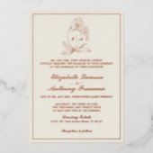 Elegante Orchidee Monogram Goud Folie Formeel Huwe Uitnodiging (Voorkant)