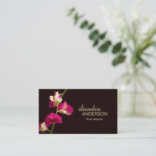 Elegante orchidee ontwerper visitekaartje (Staand voorkant)