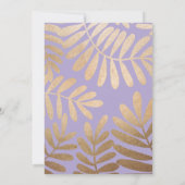 Elegante orchidee Paarse gouden bladeren bruiloft Kaart (Achterkant)