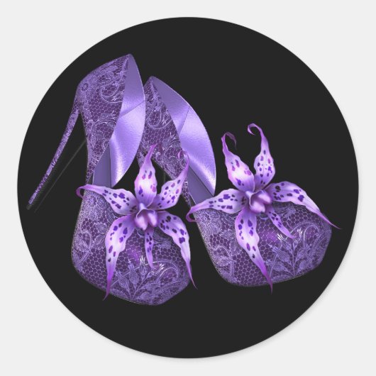 Elegante orchidee Paarse hoge hak schoen Stickers (Voorkant)