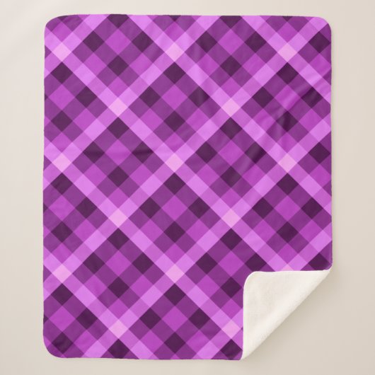 Elegante Orchidee Paarse Plaid Medium Sherpa Deken (Voorkant)