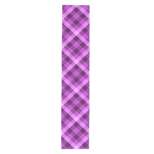 Elegante Orchidee Paarse Plaid Medium Tafelloper (Voorkant)