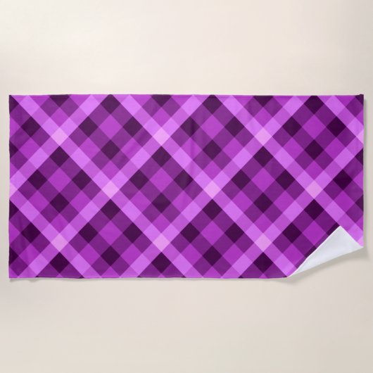 Elegante Orchidee Paarse Plaid Strandlaken (Voorkant)