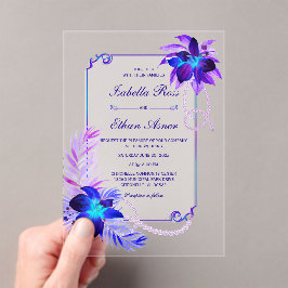 Elegante Orchideeën Bruiloft Acryl Uitnodigingen
