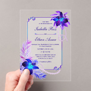 Elegante Orchideeën Bruiloft Acryl Uitnodigingen