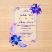 Elegante Orchideeën Bruiloft Acryl Uitnodigingen (Voorkant)