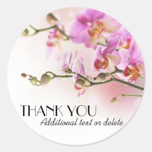 Elegante orchideeën dank u ronde sticker (Voorkant)