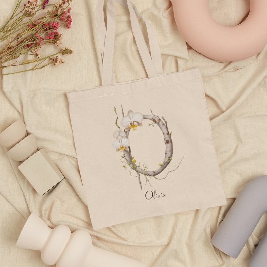Elegante Orchideeën Floral Monogram O Aangepaste N Tote Bag