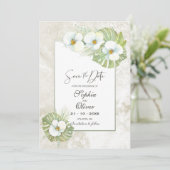 Elegante Orchideeën Floral Wedding Save the Date (Staand voorkant)