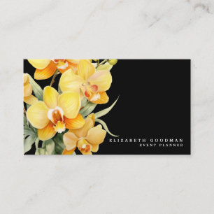 Elegante Orchideeën Gele en Zwarte Visitekaartjes