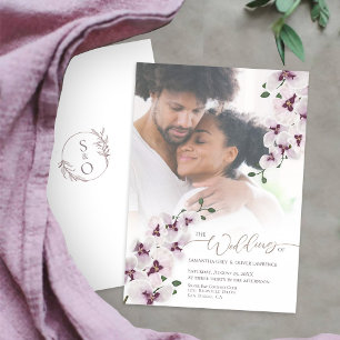 Elegante Orchideeën Huwelijksuitnodiging Fotokaart Save The Date