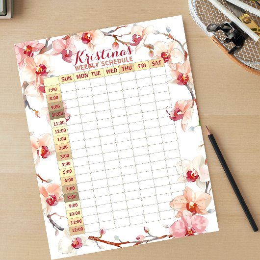 Elegante Orchideeën Praktische Wekelijkse Planner Notitieblok