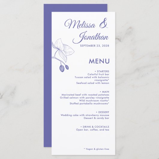 Elegante orchideeën romantische bloemige moderne t menu (Voorkant / Achterkant)