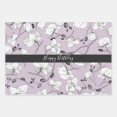 Elegante orchideeën witte lavendel turquoise bloem inpakpapier vel (Voorkant 2)