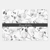 Elegante orchideeën witte lavendel turquoise bloem inpakpapier vel (Voorkant)