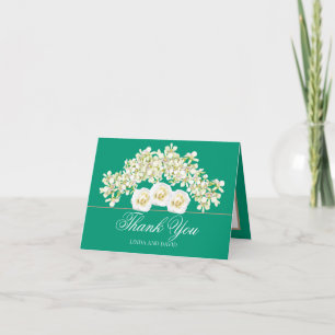 Elegante Orchideeën & Witte Rozen Botanische Bedan Bedankkaart