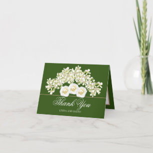 Elegante Orchideeën & Witte Rozen Botanische Dankj Bedankkaart