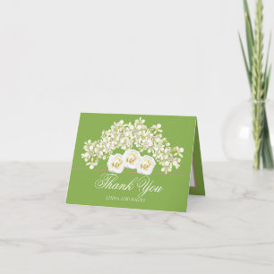 Elegante Orchideeën & Witte Rozen Botanische Dankj Bedankkaart