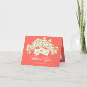 Elegante Orchideeën & Witte Rozen Botanische Dankj Bedankkaart