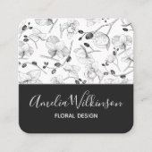 Elegante orchideeën zwart & wit bloemendelicate ch vierkante visitekaartje (Voorkant)
