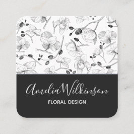Elegante orchideeën zwart & wit bloemendelicate ch vierkante visitekaartje
