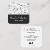 Elegante orchideeën zwart & wit bloemendelicate ch vierkante visitekaartje (Voorkant / Achterkant)