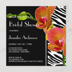 Elegante Orchids Zebra Print Vrijgezellenfeest nod Kaart