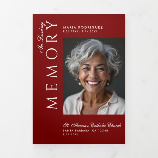 Elegante Orde van Dienst Overlijdensbericht 6-foto Drieluik Programma (Cover)