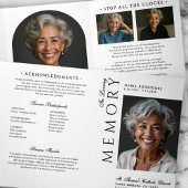 Elegante Orde van Dienst Overlijdensbericht 6-foto Drieluik Programma