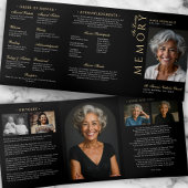 Elegante Orde van Dienst Overlijdensbericht 6-foto Drieluik Programma