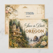 Elegante Oregon Save the Date Trouw Uitnodiging (Voorkant / Achterkant)