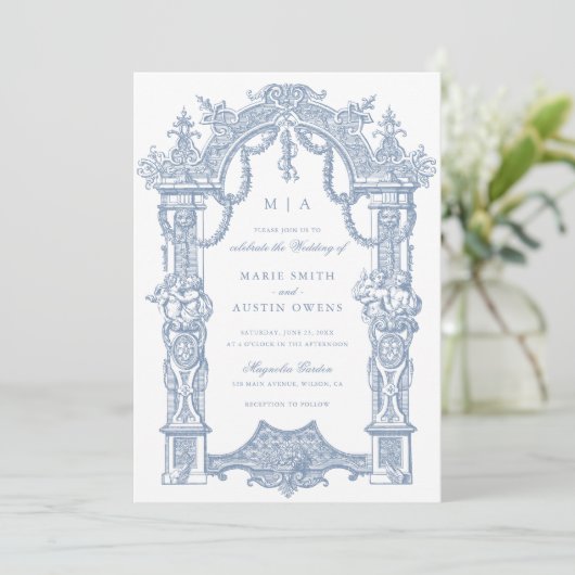 Elegante Ornament Border Lijst bruiloft uitnodigin Kaart (Staand voorkant)