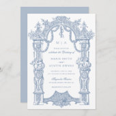 Elegante Ornament Border Lijst bruiloft uitnodigin Kaart (Voorkant / Achterkant)