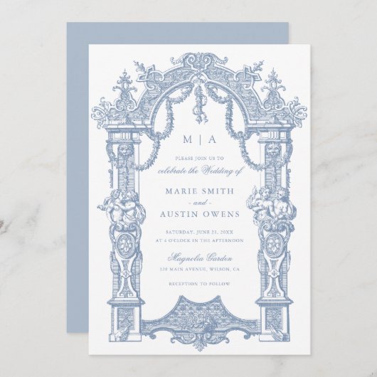 Elegante Ornament Border Lijst bruiloft uitnodigin Kaart (Voorkant / Achterkant)