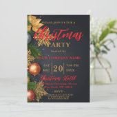 Elegante Ornamenten Corporate Christmas Party Kaart (Staand voorkant)