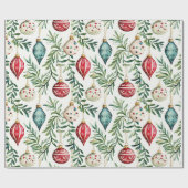 Elegante  Ornamenten kerst Cadeaupapier (Vlak)