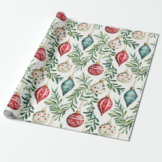 Elegante  Ornamenten kerst Cadeaupapier (Uitgerold)