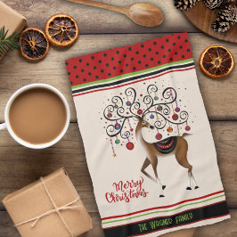 Elegante Ornamenten Kerstmis rendieren gepersonali Theedoek