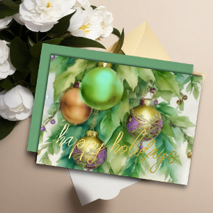 Elegante Ornamenten Perzik Mint Lavendel Folie Feestdagenkaart