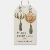 Elegante Ornamenten Vrolijk kerstfeest met namen Cadeaulabel (Voorkant)